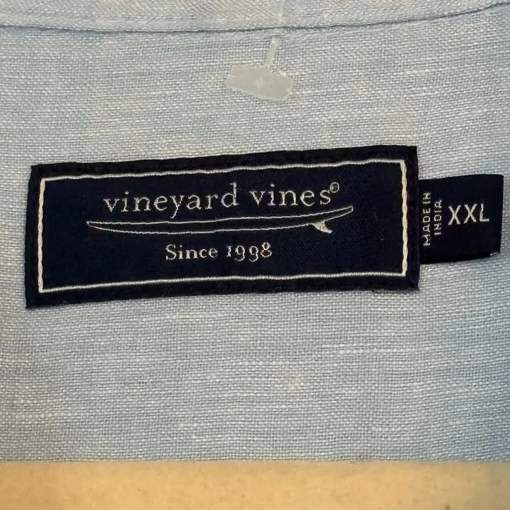 Vineyard Vines Mens 100% Linen Blue Long Sleeve XXL Casual Button Down Beachy